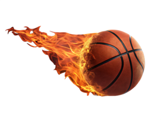 basketball ball in flames