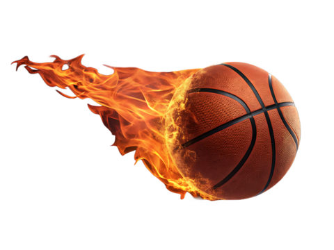 basketball ball in flames