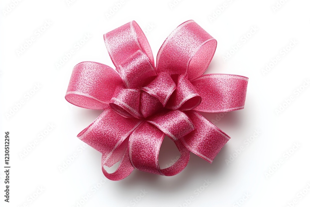 Poster decorative pink ribbon bow ideal for gift wrapping or craft projects featuring shimmering texture an