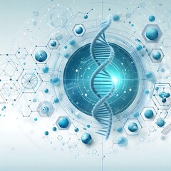 abstract background with circles A science banner, wallpaper, or template featuring DNA molecules. Vector-based artwork.
