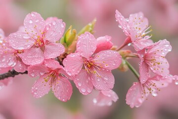 Obraz premium Cherry Blossoms with Dew