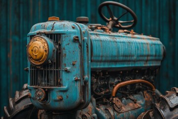 Vintage Blue Tractor in Rustic Setting