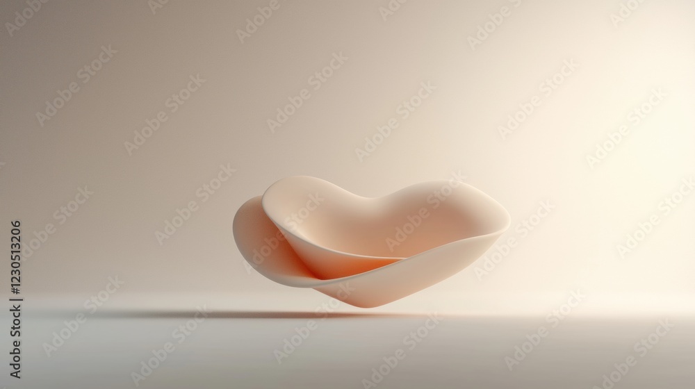 Aufkleber 3d rendering of a heart-shaped object. the object is made of a light-colored material, possibly cera