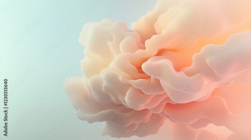 Poster abstract digital art piece that appears to be a close-up of a flower or a cloud. the background is a
