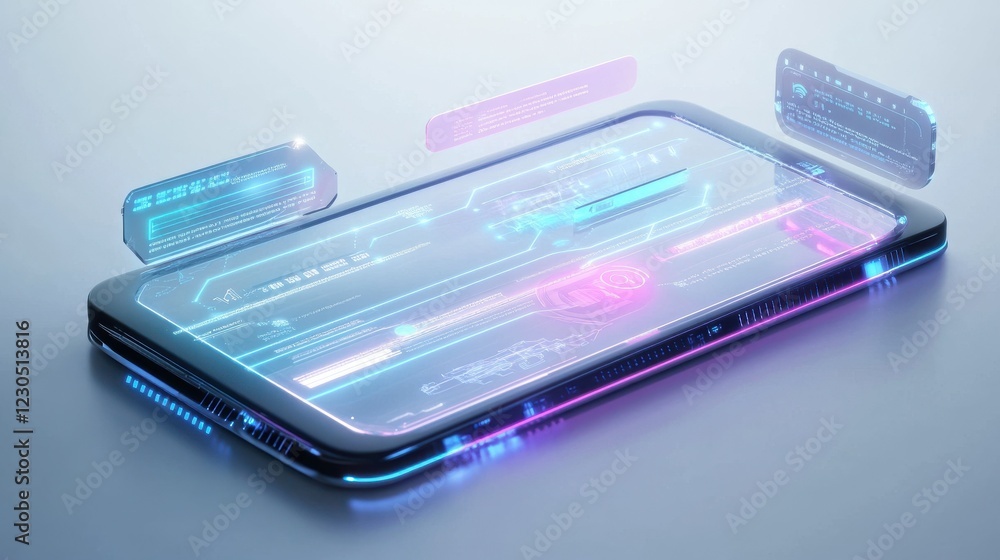 Poster advanced ai chatbot interface sleek design with glowing circuit patterns holographic chat bubbles an
