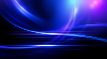 Blue gradient light streaks on black background with glowing horizontal motion