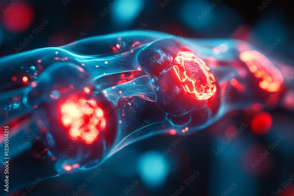 Aufkleber Intricate visualization of molecular structure showcasing vibrant colors and dynamic particles in an abstract lab setting