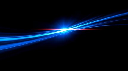 Blue gradient light streaks on black background with glowing horizontal motion