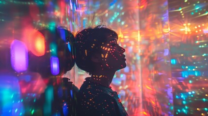 Fototapeta premium Digital Dreamscape with Reflective Light Patterns - made with Generative AI