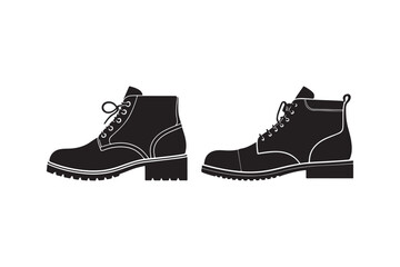 Black Silhouette of Stylish Leather Boots