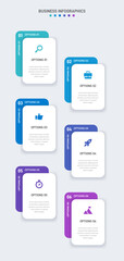 Vertical progress bar featuring 6 arrow-shaped elements, symbolizing the six stages of business strategy and progression. Clean timeline infographic design template. Vector for mobile presentation.