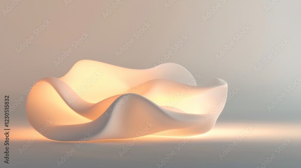Poster 3d rendering of a modern, abstract sculpture. the sculpture is made up of a series of curved, wavy l