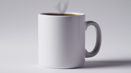 Fototapeta premium Ceramic Mug with Steaming Coffee Isolated on White Background 