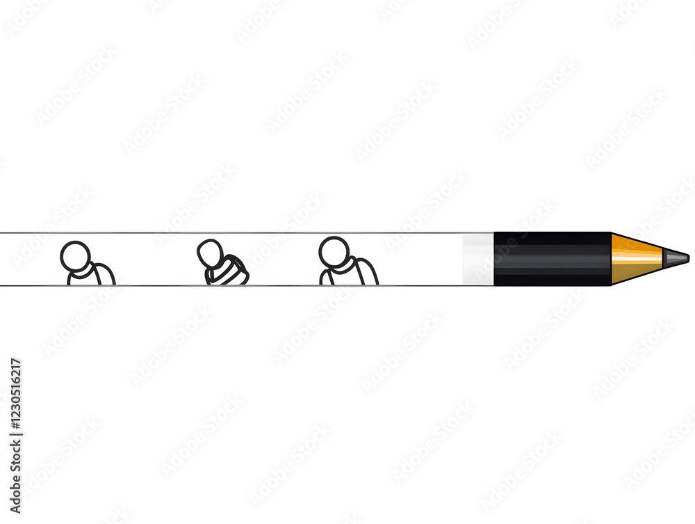 Poster a simple line drawing of an ink pen writing on paper, with three dots representing the number. the w