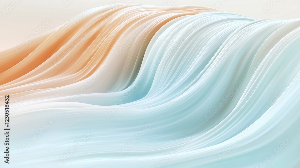 Poster abstract digital art piece that appears to be a wave-like pattern. the wave is made up of multiple l