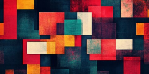 Fototapeta premium This vibrant abstract artwork features a dynamic arrangement of colorful geometric shapes, creating a visually striking pattern that enhances any space.