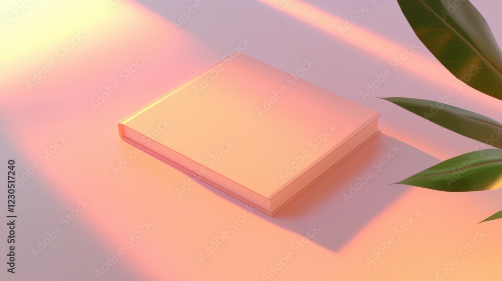 Aufkleber 3d rendering of a square-shaped object on a pink and orange gradient background. the object appears 
