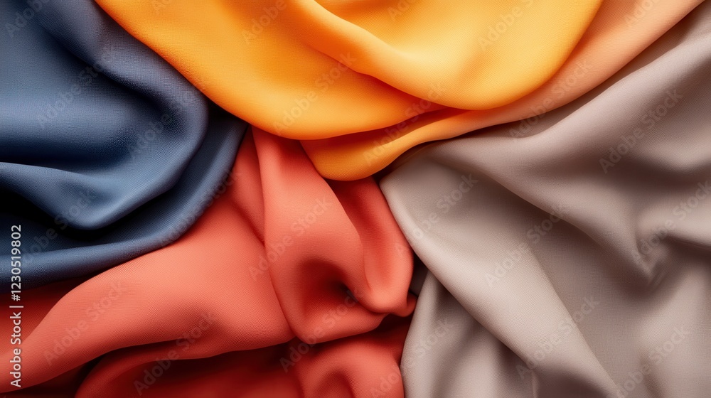 Poster a captivating assortment of fabrics in earthy tones is artfully arranged to create a warm and inviti