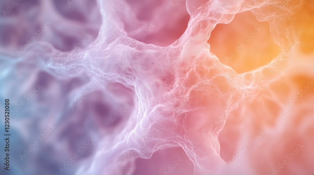 Aufkleber an intricate abstract image depicting a cellular structure with a gentle color gradient, symbolizing