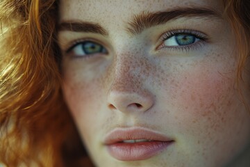 Fototapeta premium Close-Up Portrait of Freckled Woman