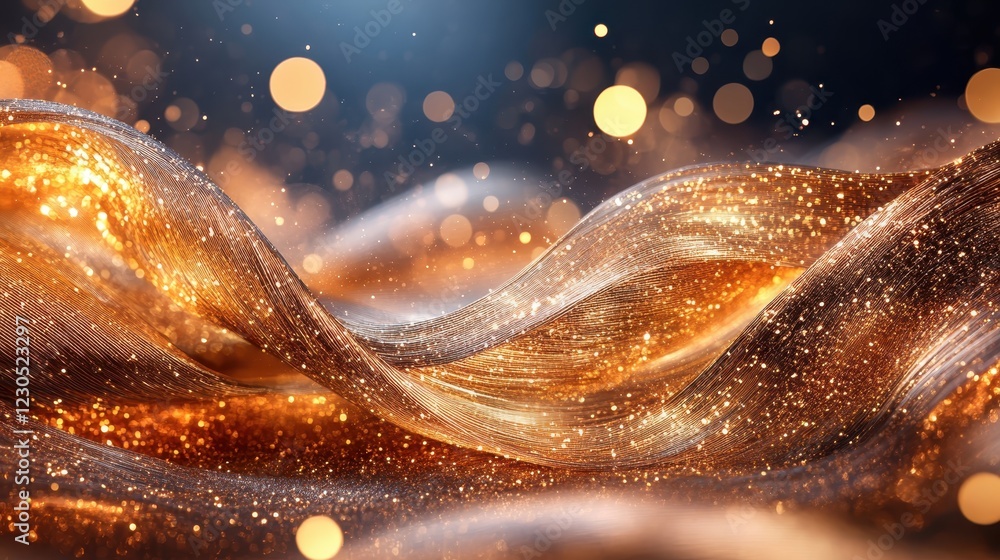 Poster an enchanting wave of golden light and abstract sparks dance through the air, offering a mesmerizing