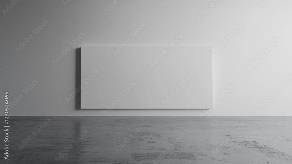 Aufkleber big blank white wall part on concrete floor in empty light abstract hall with minimalistic interior 