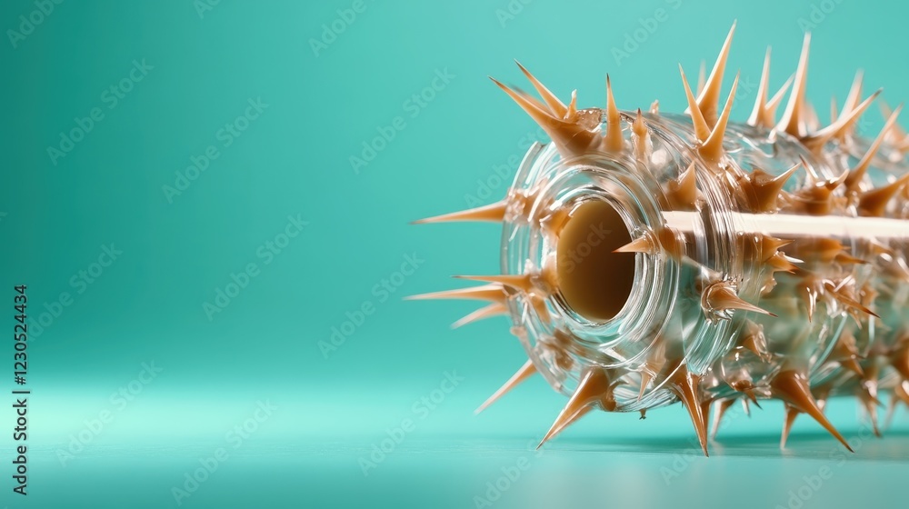 Poster this unique spiked object resembles a bottle or tube, capturing attention with its fascinating desig
