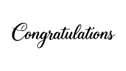 Hand drawn lettering phrase Congratulations isolated on white background.
