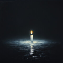 Fototapeta premium 闇の中にともされた1本のろうそく