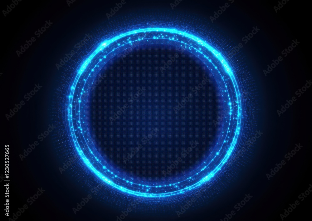 Poster blue technology background with circles and dots abstract futuristic blue glowing network connection