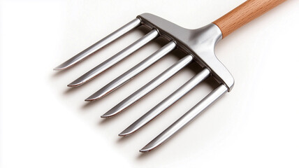 Hand Rake for Leaves Isolated on White Background
