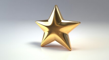 Obraz premium A golden five-star review symbol isolated on a white background, indicating excellence and superiority, perfect for rating systems and customer feedback graphics.