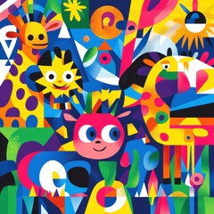 Colorful Abstract Animal Shapes Composition