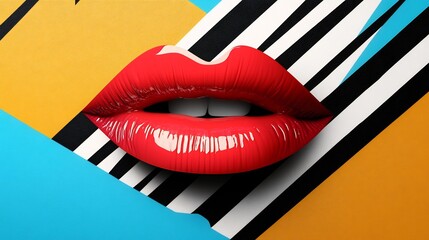 Bold Red Lips: Geometric Pop Art Beauty
