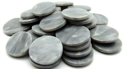Grey Marble Stone Disks Pile Close Up Texture