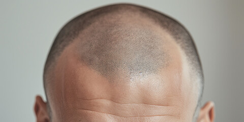Fototapeta premium Man showing receding hairline and symptoms of baldness