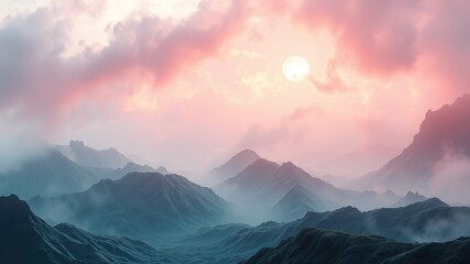 Mystical Dreamlike Landscape,  Celestial Colors,  Surreal Scenery