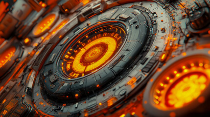 Futuristic Technology: Close-up of Glowing Circular Mechanism
