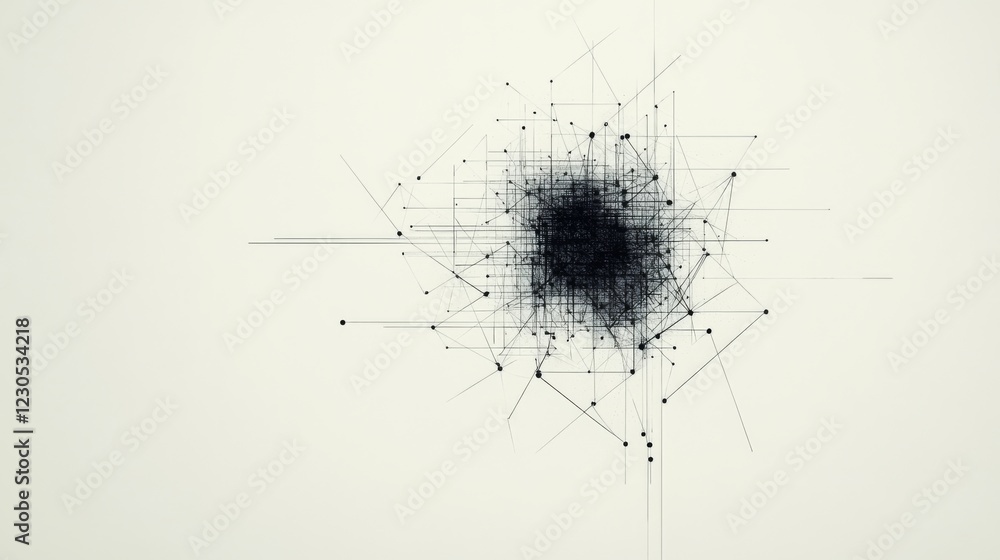 Poster abstract network, connection, data visualization.