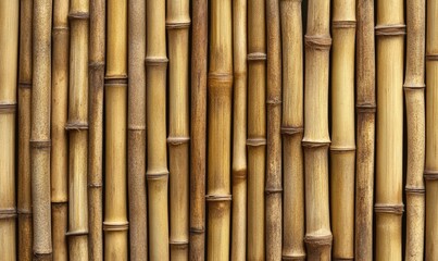 Naklejka premium A row of bamboo sticks are shown in a close up