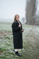 frosty, serene, countryside, winter, overcast, solitude, calm, quiet, reflective, peaceful,...