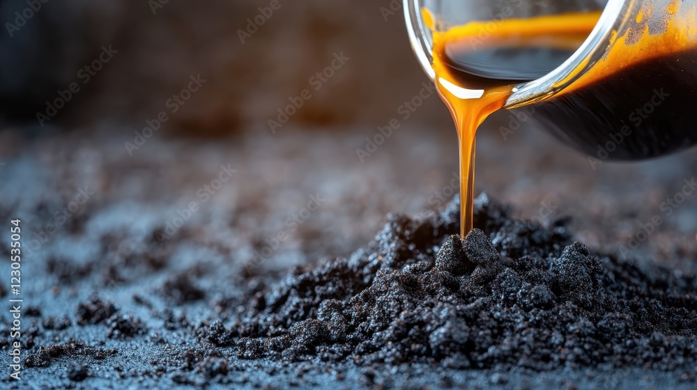Poster this visually striking image displays a rich, dark liquid flowing onto a textured surface, highlight