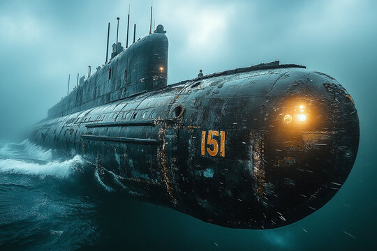 Russian Submarine Number One Fifty One At Sea