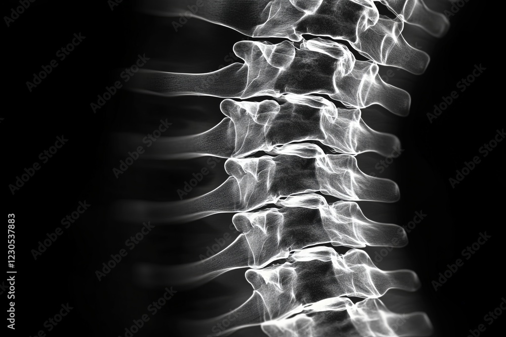 Poster detailed view of human spine highlighting vertebral alignment and structure in medical imaging
