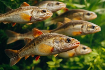 Fototapeta premium School of Fish in Freshwater Habitat