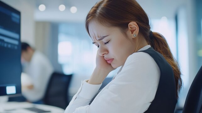 pregnancy, business, stress, gestosis and work concept - pregnant businesswoman feeling sick at office work