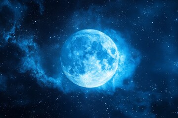 Obraz premium Blue Moon in Night Sky