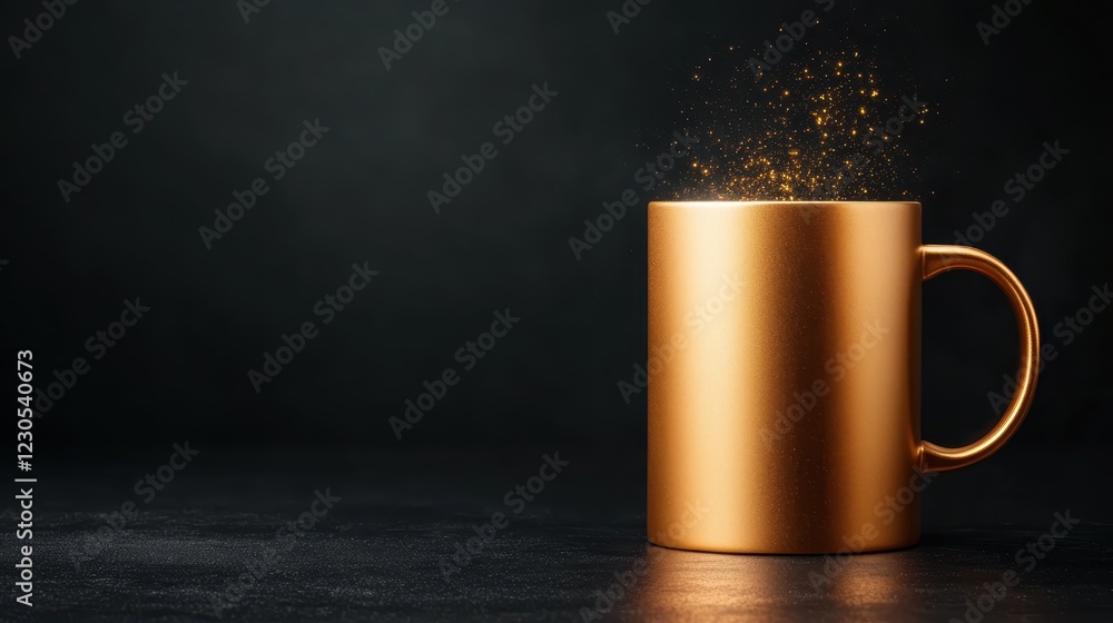 Poster this stunning golden mug features a rich metallic finish with sparkling effects emerging from its op