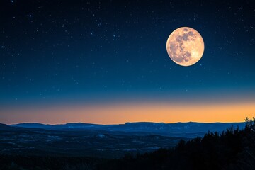 Full Moon Over Tranquil Landscape
