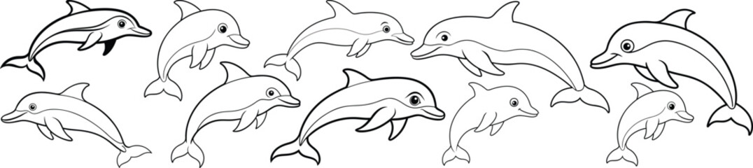 monochrome coloring page dolphin